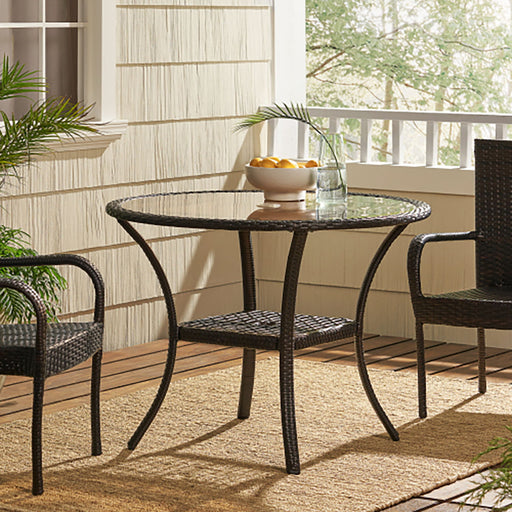 Outdoor Table With Woven Rattan Design - Brown Noble House