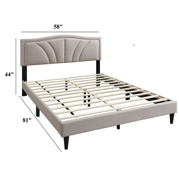 Bed With Nailhead Trim Accents, Upholstered Platform Frame Home Essentials