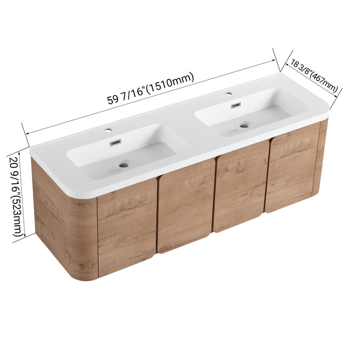 Wall Mounted Bathroom Vanity With Sink, 3 Soft Close Doors Home Essentials