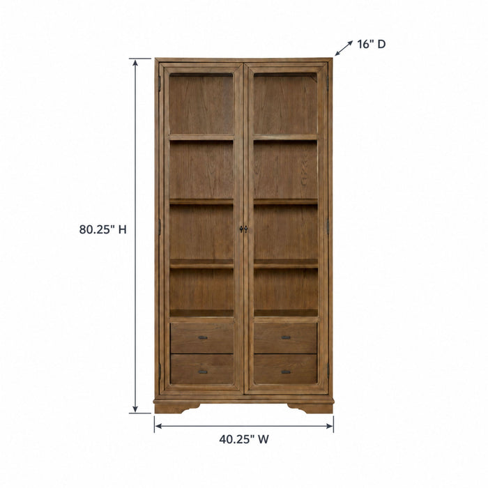 Tall Display Cabinet With Glass Doors And Drawers - Almond Bernards Furniture