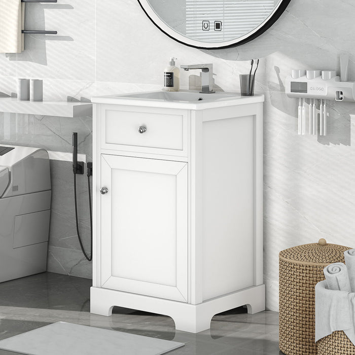 20" Bathroom Vanity With Sink, Soft Closing Cabinet Door, Adjustable Shelf & Storage Rack - White Hearth and Haven