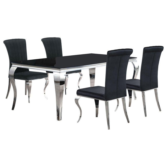 5 Piece Rectangular Dining Set With Upholstered Chairs - Black Furniture Max