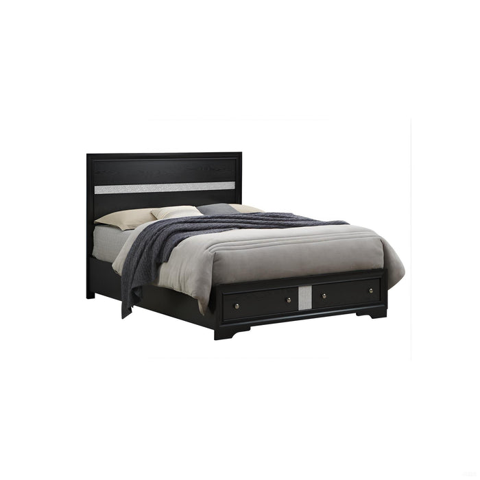 Madrid - Queen Bed With Storage Drawers And Nickel Handles - Black