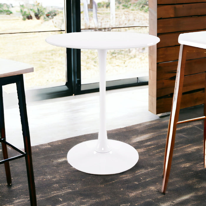 Rounded Manufactured Wood And Metal Bar Table - White