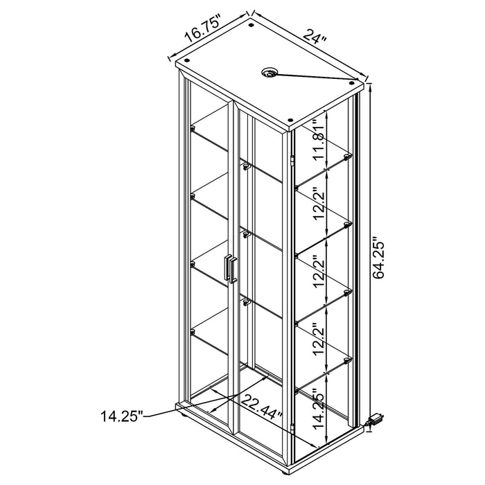 Nevra - 4 Shelf Display LED Curio Cabinet Furniture Max