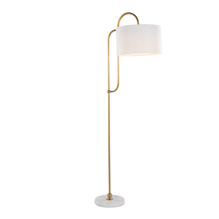 Leslie - Glam / Art Deco Floor Lamp - Gold / White