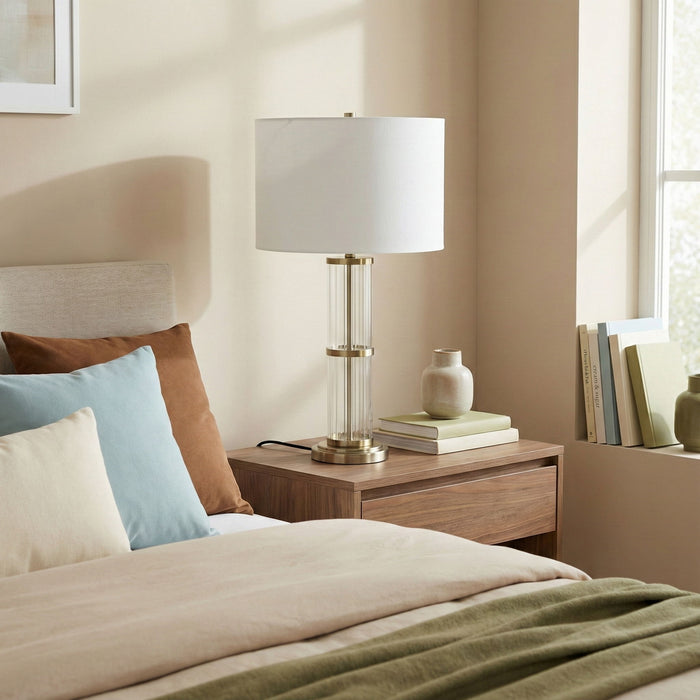 Echo - Table Lamp With On / Off Switch Clear Body Base - Clear / Silver / White Ashcroft Furniture