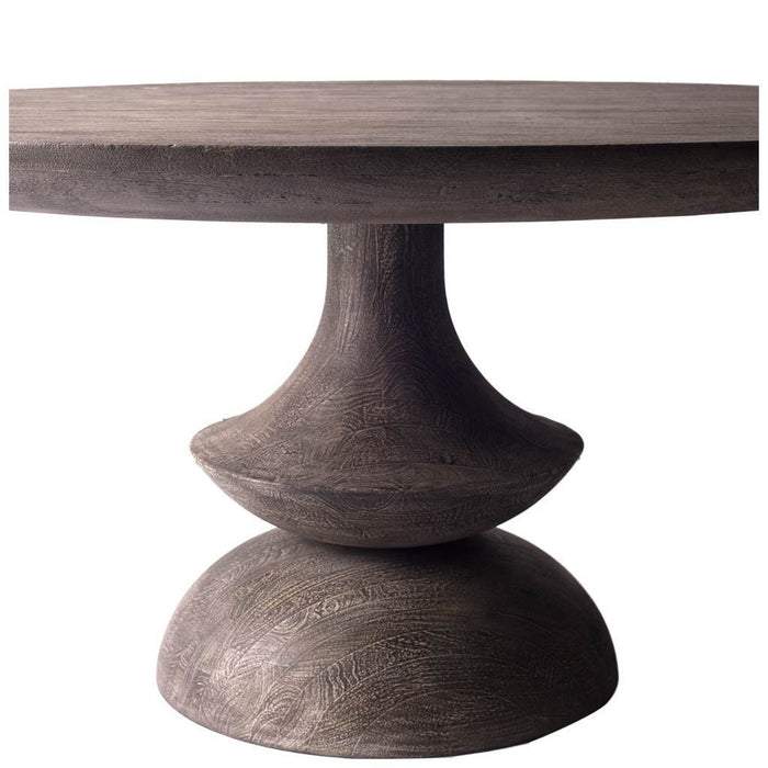 Round Charcoal Solid Wood Table Top And Base Dining Table - Gray