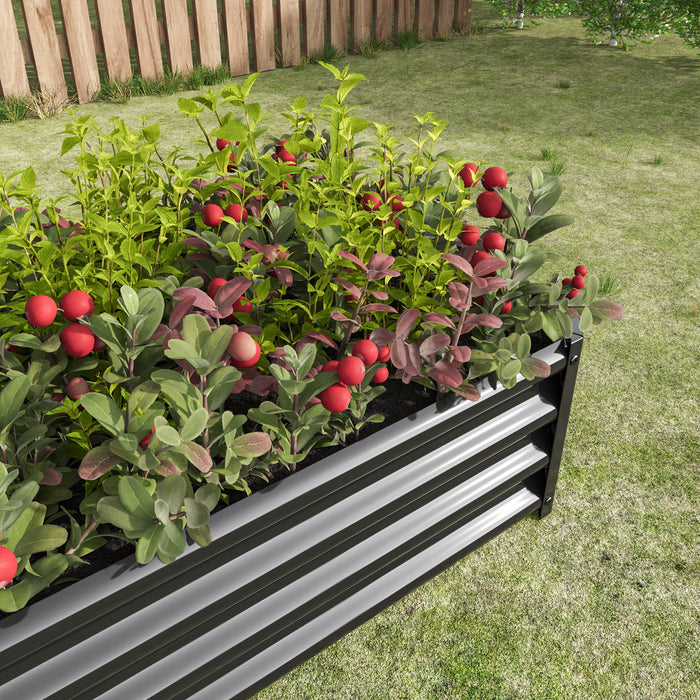 Metal Raised Garden Bed, Rectangle Raised Planter For Flowers Plants, Vegetables Herb Veezyo Black