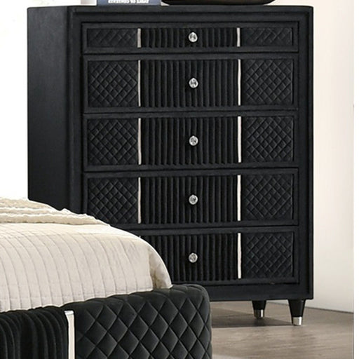 1 Piece Tall Chest Upholstery Textured - Black Home Essentials