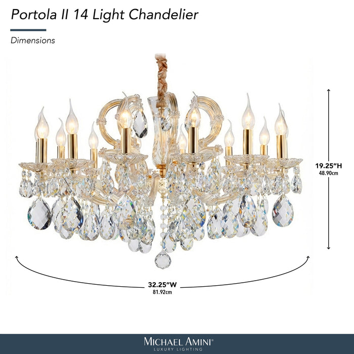 Michael Amini Lighting - Portola 14-Light Traditional Crystal Chandelier - Gold Michael Amini