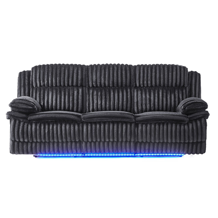 Winston - Power Reclining Sofa With LED Lighting, Hidden Drawer, And Drop Down Table - Black Global Furniture USA