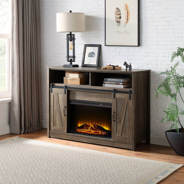 Tobias - Fireplace With Shelf Storage - Oak Acme