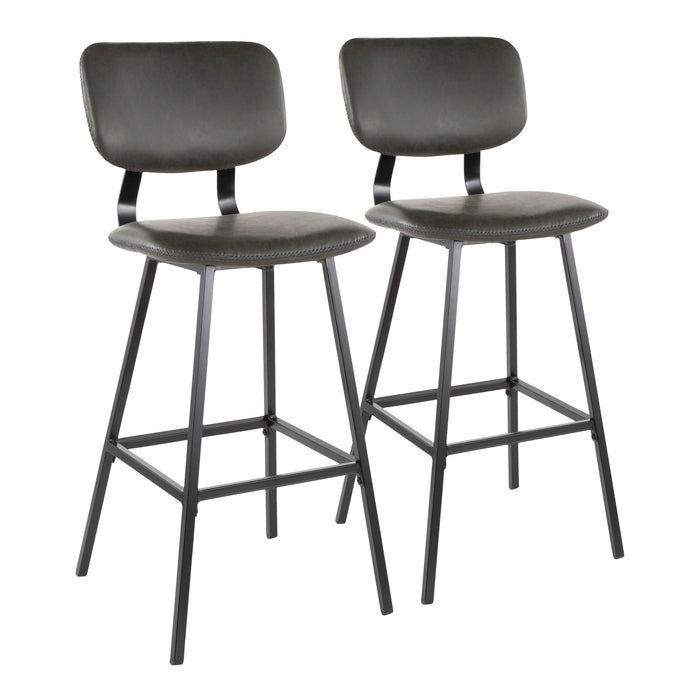 Foundry - Contemporary Barstool Zig Zag Stitching (Set of 2) - Black / Gray Lumi Source