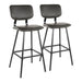Foundry - Contemporary Barstool Zig Zag Stitching (Set of 2) - Black / Gray Lumi Source