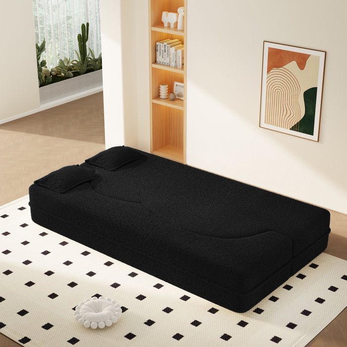 Modern Floor Sofa With 2 Pillows, Twin Size For Living Room Home Essentials