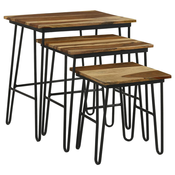 3 Piece Nesting Table With Hairpin Legs - Brown Furniture Max