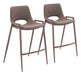 Desi - Counter Stool With Walnut Legs (Set of 2) Zuo Modern