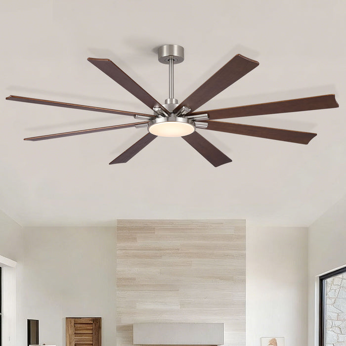 Large Ceiling Fan With Dimmable LED Light 8 Blades Remote Control, Reversible DC Motor