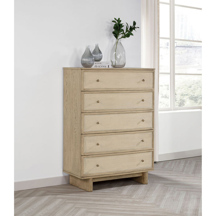 Kimpton - 5 Drawer Bedroom Chest - Beige Furniture Max