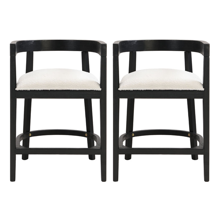 Modern Rubberwood Counter Stool Set With Upholstered Seats Noble House