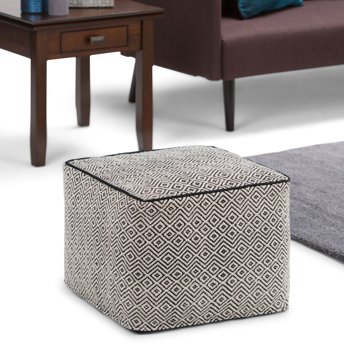 Brynn - Square Pouf - Patterned Black / Natural Simpli-Home
