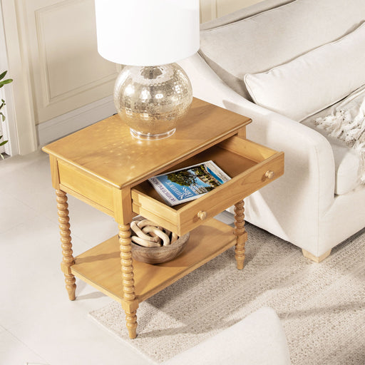Easton - Modern Farmhouse Turned 1 Drawer Storage Side Table With Shelf - Natural Brown Jennifer Taylor Home