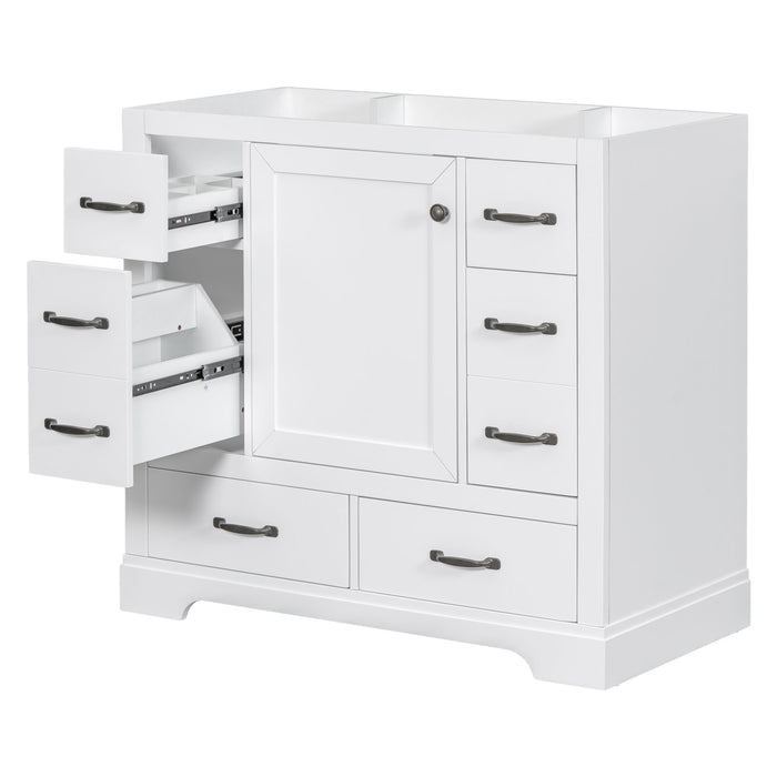 Modern Bathroom Vanity Base Only, 6 Drawer Storage With Adjustable Shelf Hearth and Haven