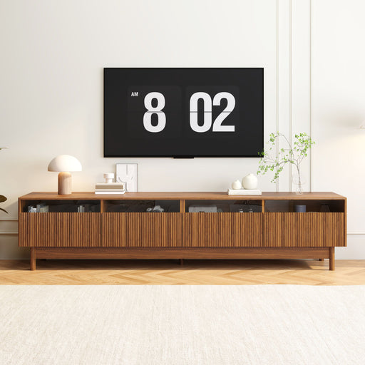 TV Stand, Entertainment Center With Fluted Drawers For Living Room - Walnut Hearth and Haven