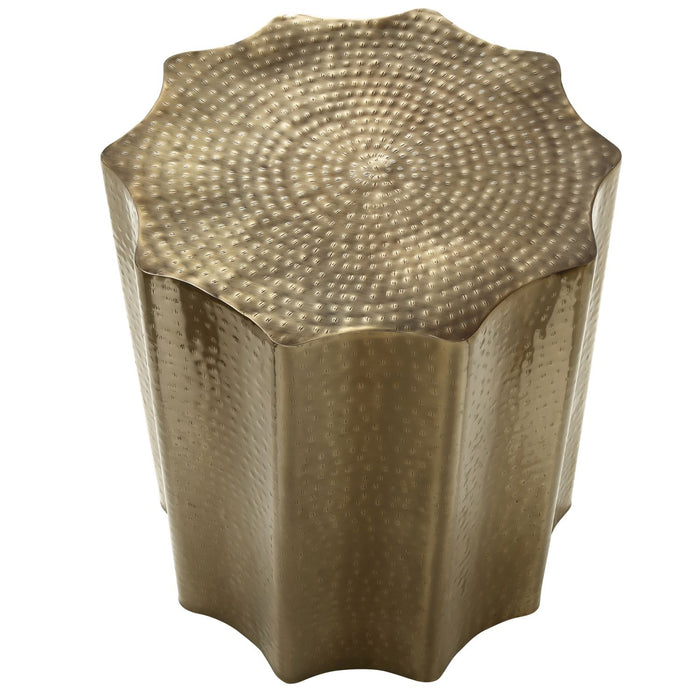 Drum Accent Side Table, Stylish Scalloped Design 8th Street