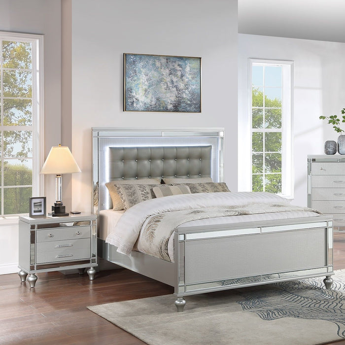 3 Piece Bedroom Set, Sleek Modern Bed With LED Nightstands Home Essentials