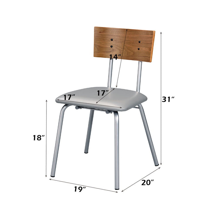 Jurgen - Side Chair (Set of 2) - Gray Synthetic Leather, Oak & Silver ACME