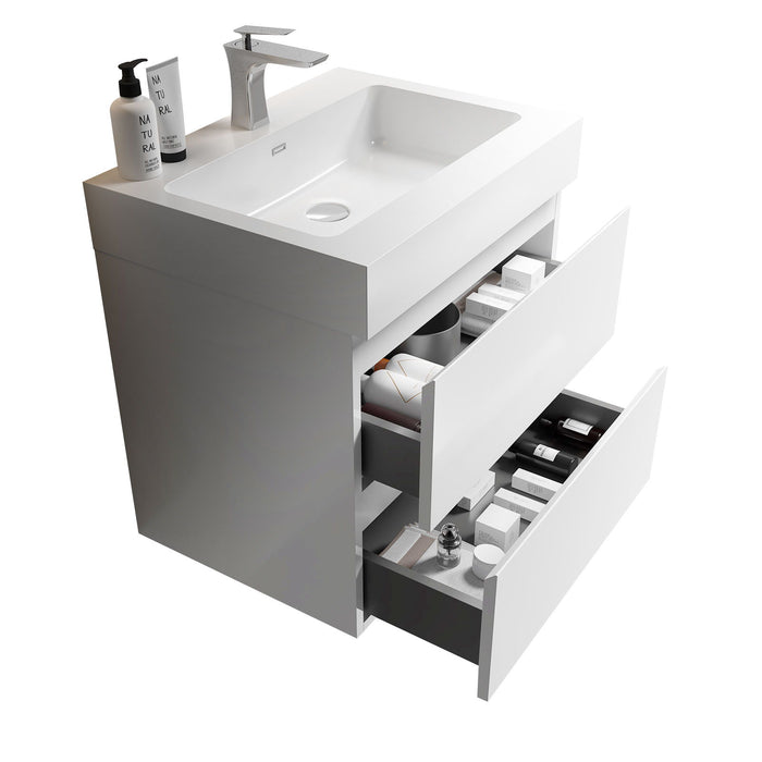 Alice - Bathroom Vanity With Large Storage, Sink Wall Mounted Floating Bathroom Vanity For Modern Bathroom, One-Piece Sink Basin Without Drain And Faucet Home Essentials