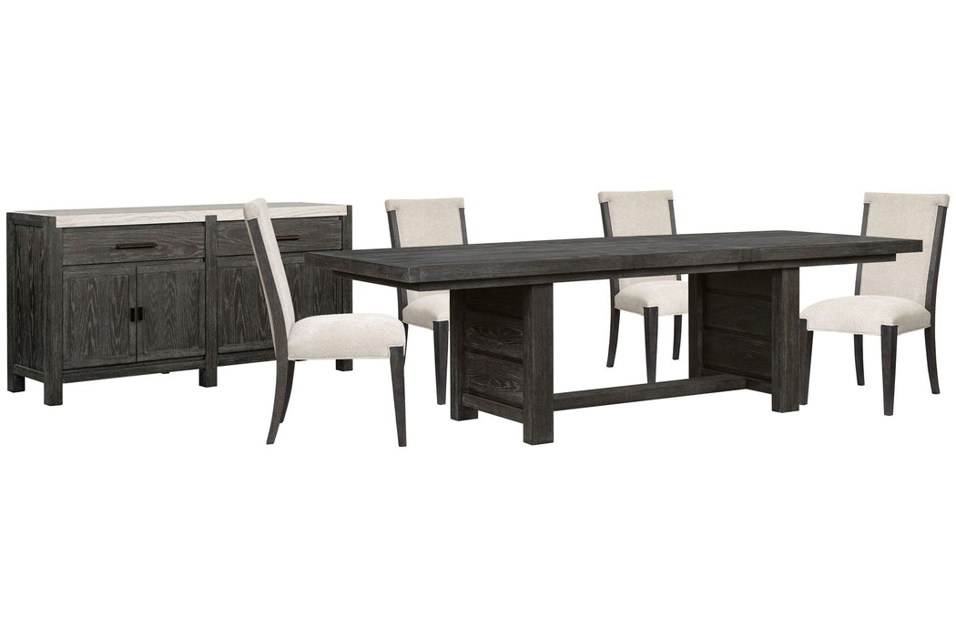Plum Creek - 6 Piece Extendable Trestle Dining Table Set Magnussen Furniture