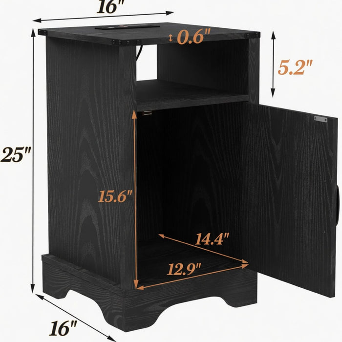 Farmhouse Nightstand, Charging Station & Storage Home Essentials