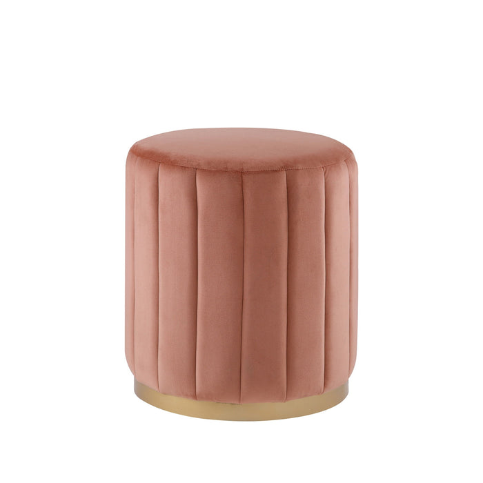 Velvet Round Ottoman - Blush / Gold