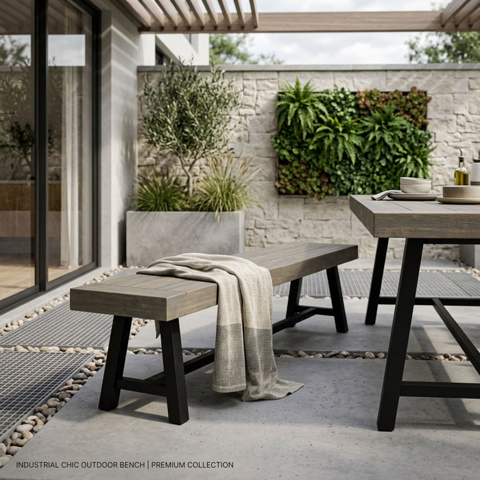 Outdoor Patio Bench - Gray / Rustic Metal Noble House