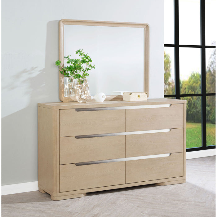 Mirador - 6 Drawer Dresser And Mirror Set - Light Oak Furniture Max