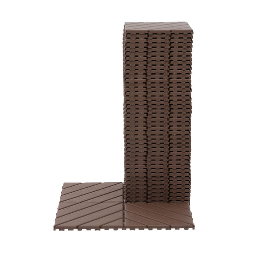 Interlocking Deck Waterproof Outdoor Patio Tiles (Set of 44) - Brown Daily Nest