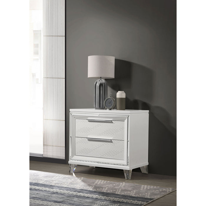 2 Drawer Nightstand With Accents - White Furniture Max