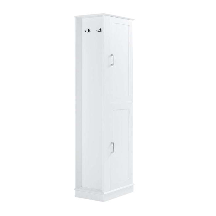 Tall Freestanding Bathroom Storage Cabinet With Adjustable Shelves And Side Hooks Hearth and Haven
