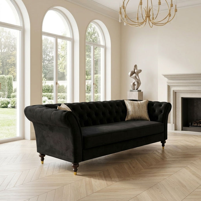 Chesterfield Sofa, 3 Seat Couch With Deep Button Tufted Back, Rolled Arms Home Essentials