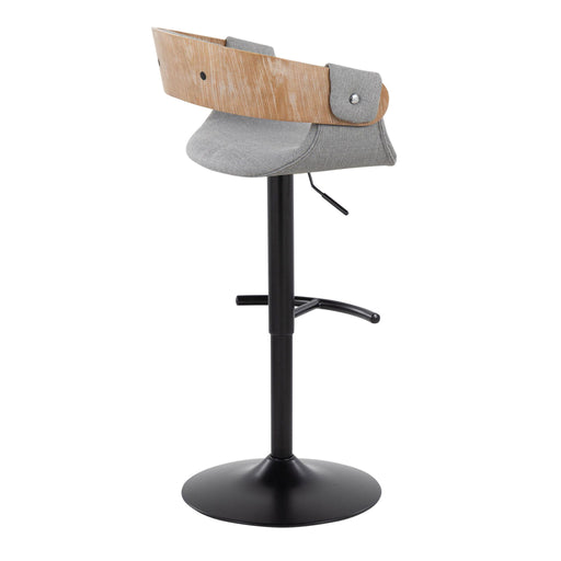 Elisa - Adjustable Barstool With Swivel & Rounded T Footrest (Set of 2) - Gray - Fabric Lumi Source