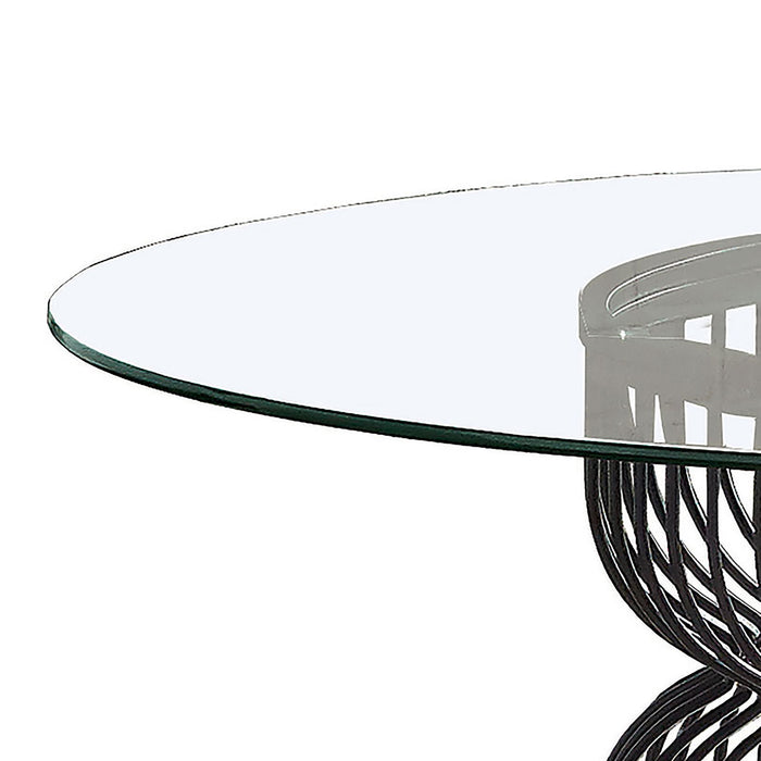 Round Dining Table Industrial Dining Table With Open Cage Base - Gunmetal Furniture Max