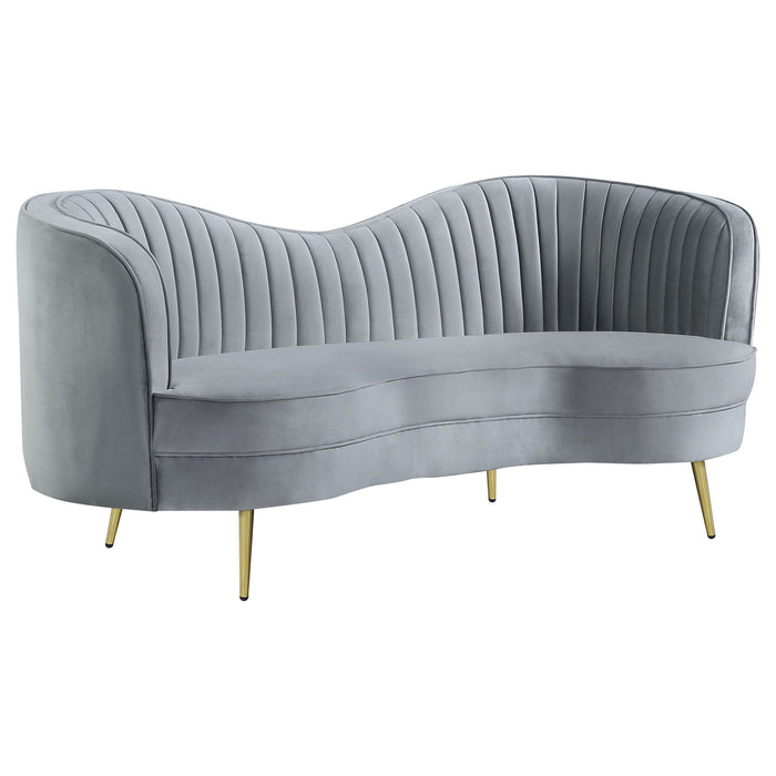 Sophia - 3 Piece Upholstered Channel Tufted Sofa Set - Gray Furniture Max