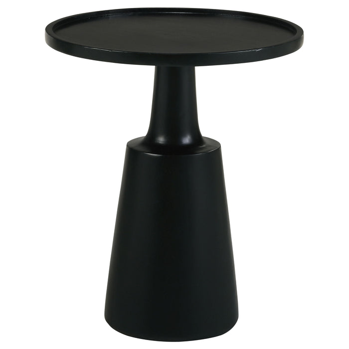 Stain Pedestal Accent Round Table With Lipped Top - Black Furniture Max
