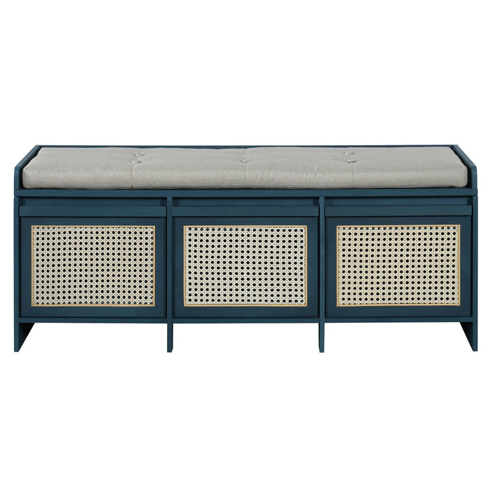 Entryway Shoe Bench With Drawers & Button Tufted Cushion Hearth and Haven
