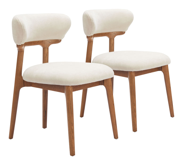 Cedar - Dining Chair (Set of 2) - White / Walnut Zuo Modern