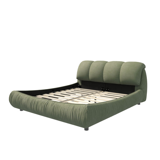 Luxury Upholstered Platform Bed With Oversized Padded Backrest And Solid Wood Frame Home Essentials