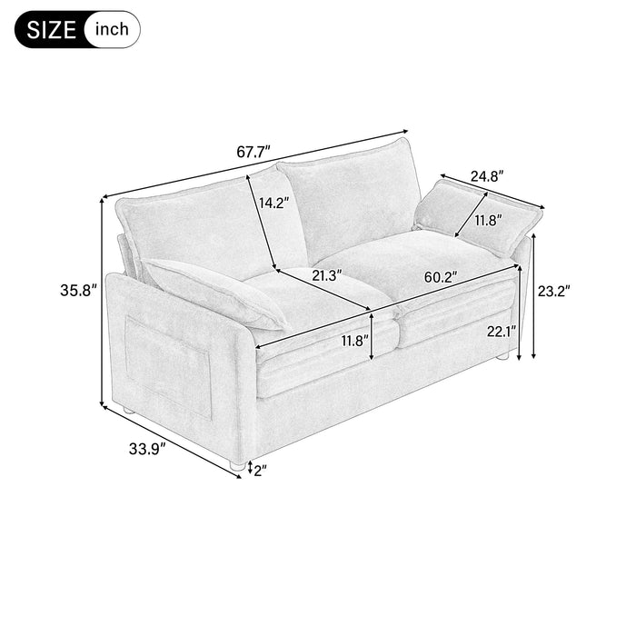 Modern Sofa Set With Double Layer Cushion And Side Storage Pockets Hearth and Haven